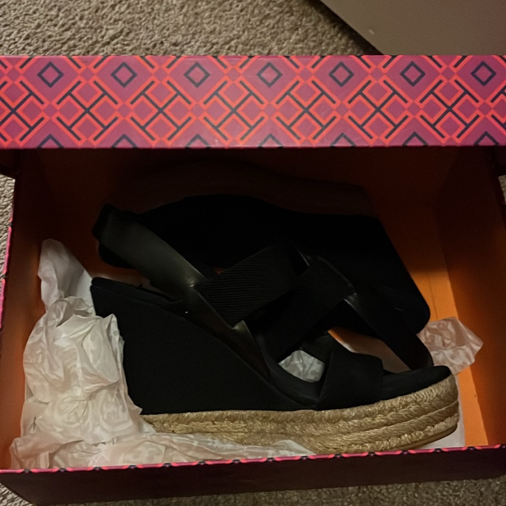 Tory Burch Black Slingback wedge